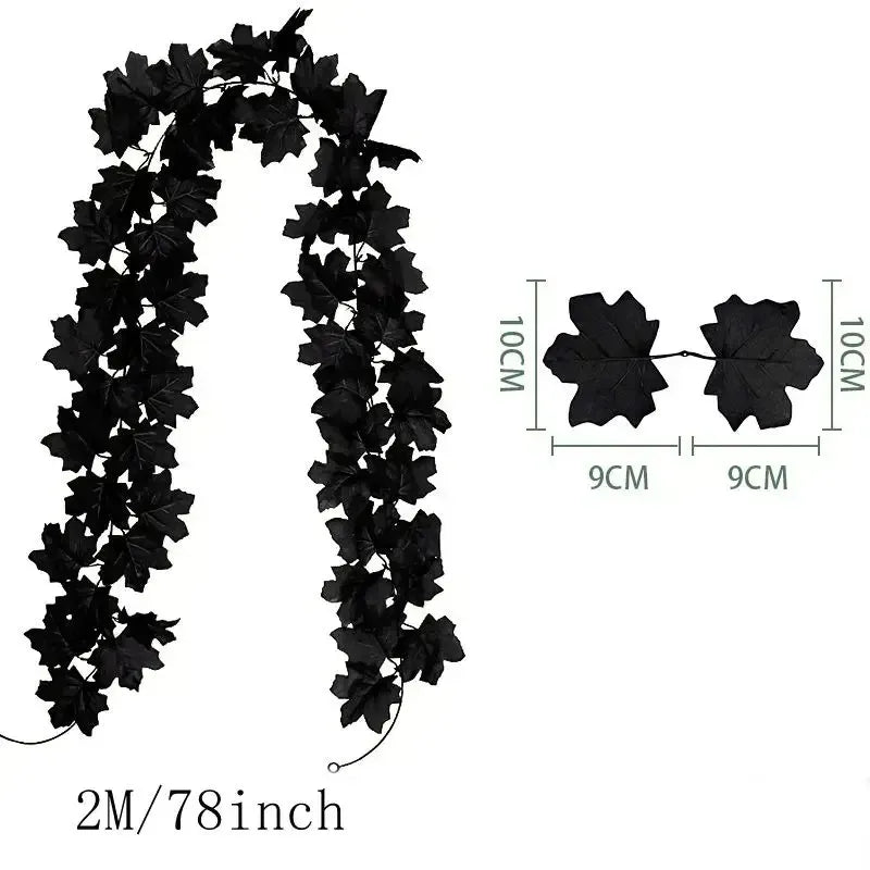 200CM Autumn Artificial Maple Leaf Wreath Fake Leaf Plant Vine Home Decor Garden Halloween Wall Outdoor Doors Windows Decoration
