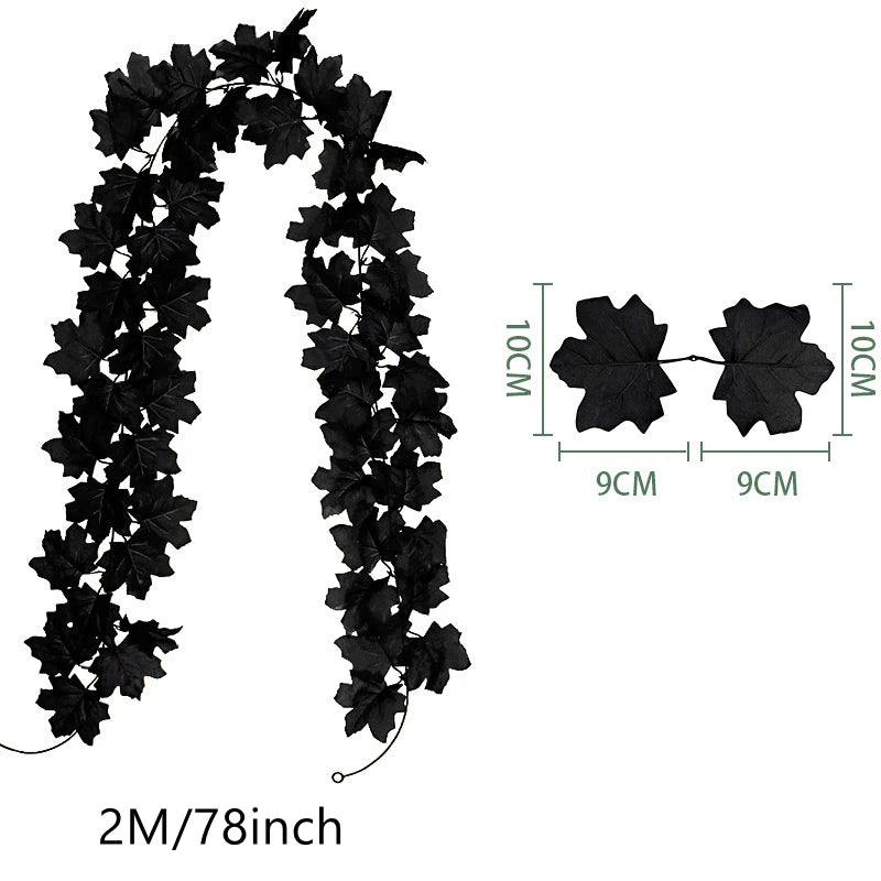 200CM Autumn Artificial Maple Leaf Wreath Fake Leaf Plant Vine Home Decor Garden Halloween Wall Outdoor Doors Windows Decoration