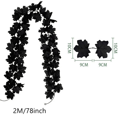 200CM Autumn Artificial Maple Leaf Wreath Fake Leaf Plant Vine Home Decor Garden Halloween Wall Outdoor Doors Windows Decoration